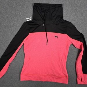 PINK Victoria's Secret Black and Pink Cowl Neck Pullover. Teen Y2K Athleisure